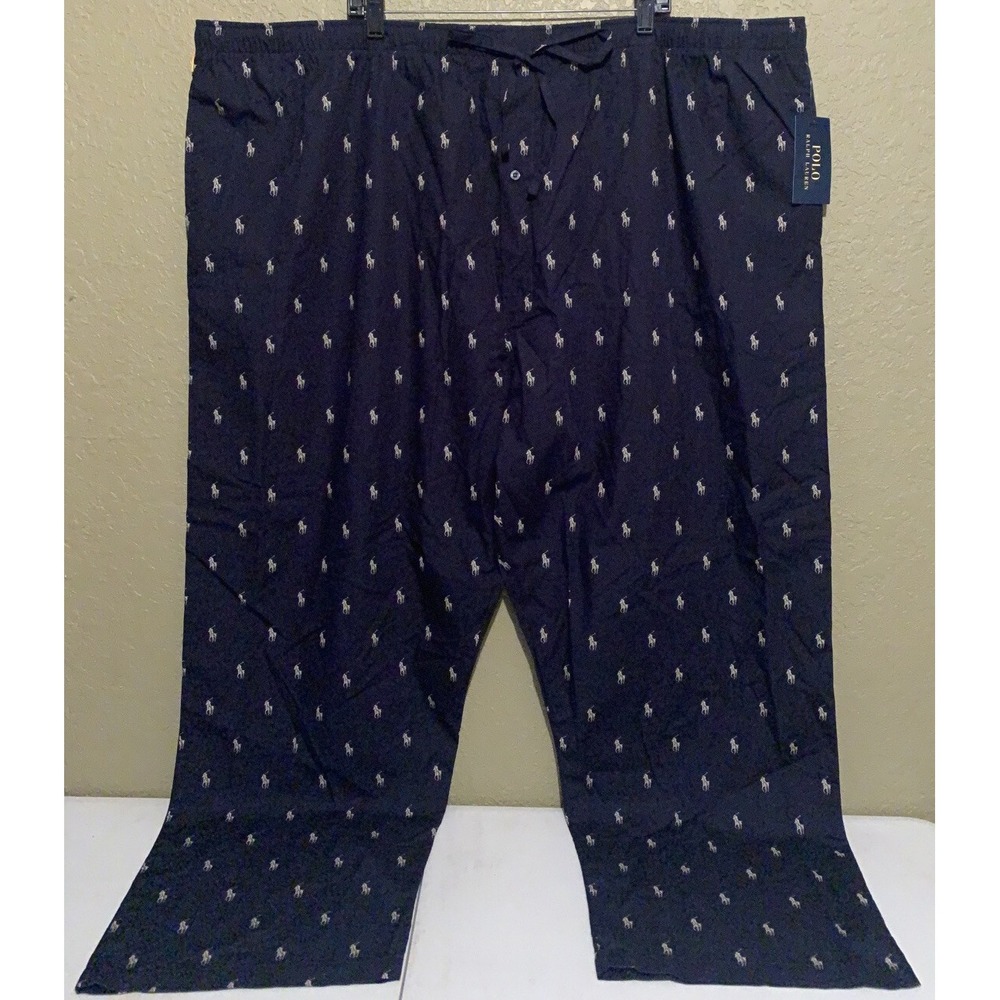 NEW Polo Ralph Lauren Men's Size 4XL Navy Blue All Over Pony Print Pajama Pants
